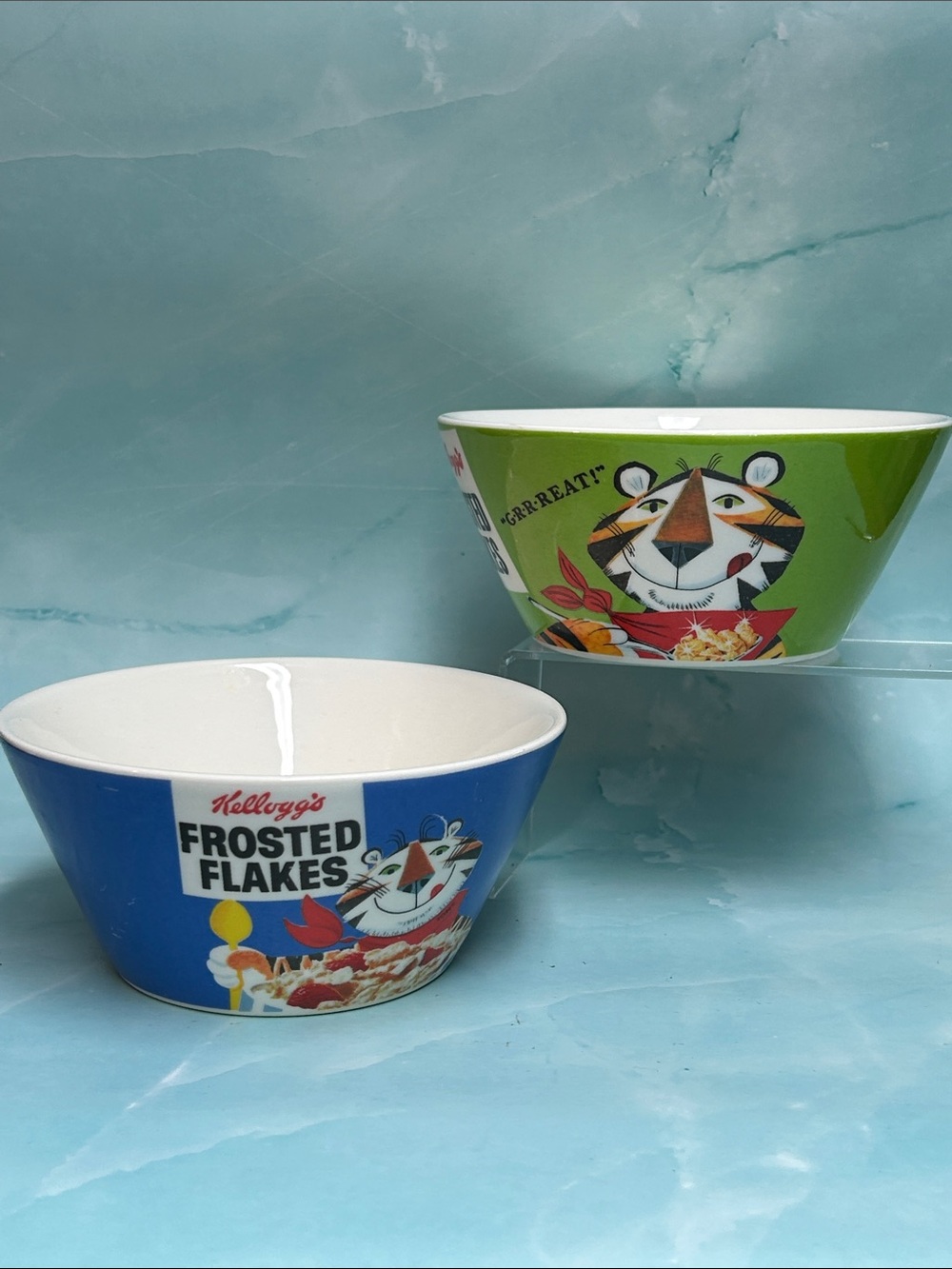 KELLOGG'S FROSTED FLAKES CERAMIC CEREAL BOWLS SET OF 2 VINTAGE 2007